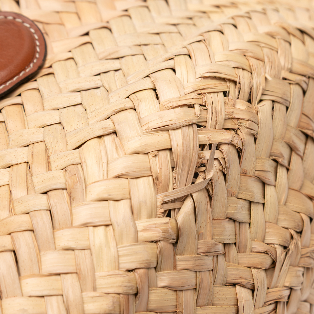 Pre-Loved Celine Large Raffia Cuir Triomphe Classic Panier Tote - Picture 9 of 12